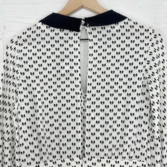 NWT Maje Bow-Print Playsuit Romper Size 38 US M White Black Coquette Retro $375 - Picture 7 of 16